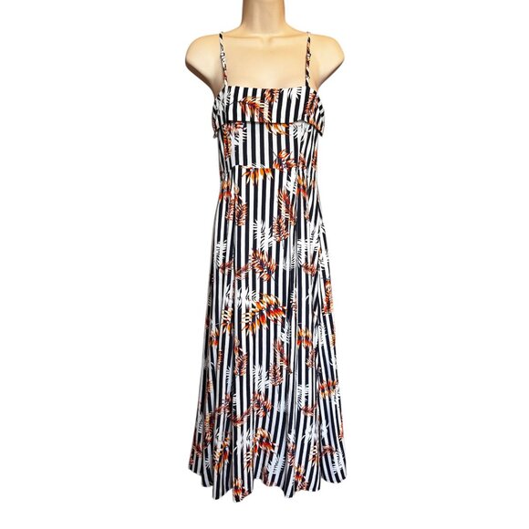 Rokoko Womens S Midi Dress Boho Striped Tropical Sundress Beach Resort Wear - Picture 1 of 11